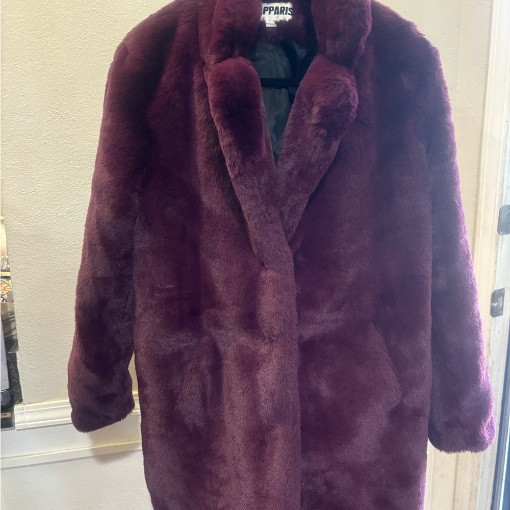Apparis Teddy Jacket in Purple with Plush Faux Fur